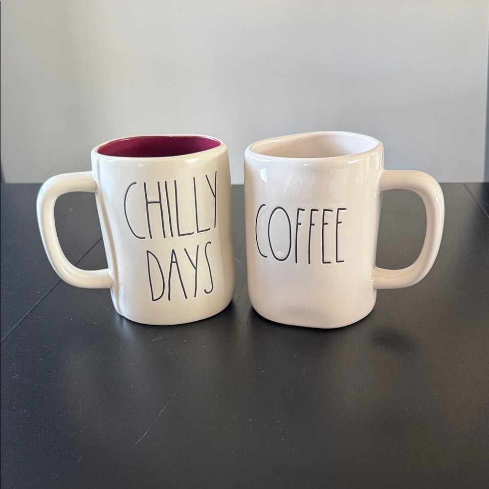 Rae Dunn- White Ceramic Coffee Mug Set
